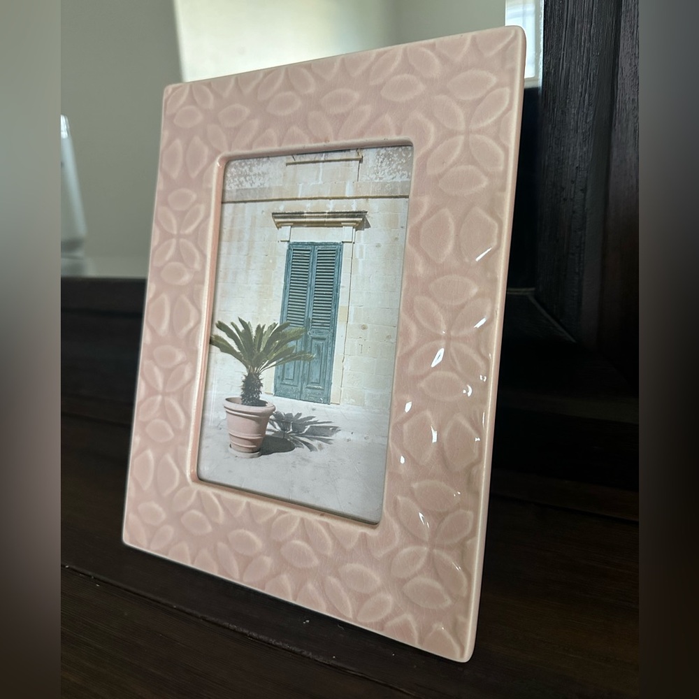 Pink Floral Crackle Picture Frame